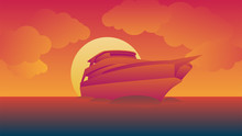 Cruises Sail During Sunset Vector Image And Background