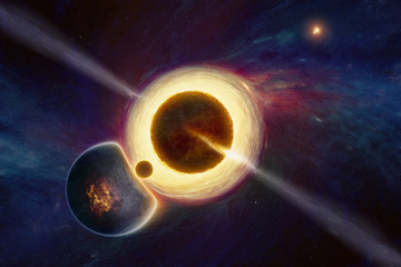Wall Mural - supernatural extraterrestrial life form in deep outer space near supermassive black hole