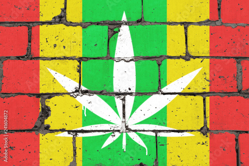 Cannabis Leaf Depicted On Brick Colored Wall In Style Of Rasta Graffiti Street Art Spray Drawing On Stencil Buy This Stock Photo And Explore Similar Images At Adobe Stock Adobe Stock