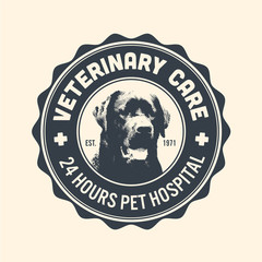 Veterinary clinic badge template. Design elements for logo, label, icon. Vector illustration