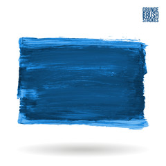 Blue brush stroke and texture. Grunge vector abstract hand - painted element. Underline and border design.