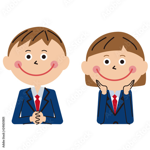 ポップな学生服の男女上半身正面座るstock Vector Adobe Stock ポップな学生服の男女上半身正面座るstock Vector Adobe Stock