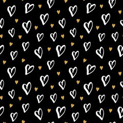 Wall Mural - Heart symbol seamless pattern vector illustration. Hand drawn sketch doodle background. Saint Valentains Day or womens day background