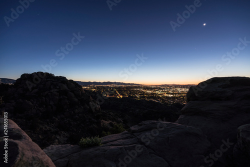 Predawn rocky mountaintop v...