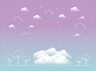  cloudy landscape isolated icon