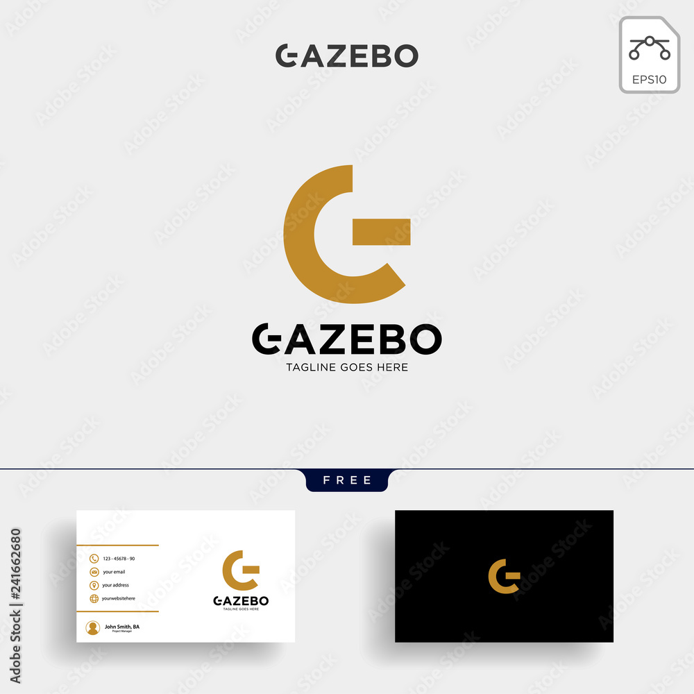 Gold Letter G creative Logo with business card Stock Vector | Adobe Stock