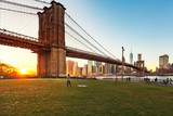 Fototapeta  - Beautiful sunset at Brooklyn Bridge, New York City