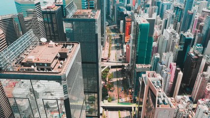 Poster - Hong Kong Central district aerial view with cinematic color graded  