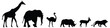 Vector set of six african safari animals