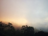 Fototapeta Na sufit - Sunset light fog in the forest mountain of view landscape nature