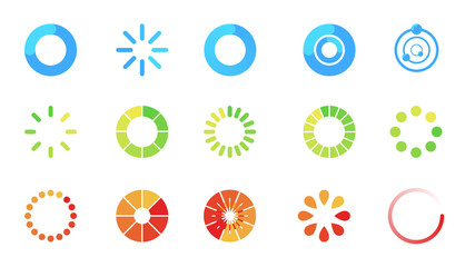 Wall Mural - loading icon set isolated on white background. progress bar collection. colorful icons for interface