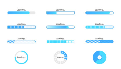 Wall Mural - loading icon set isolated on white background. progress bar collection. colorful icons for interface