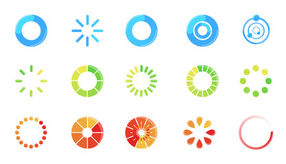 Wall Mural - loading icon set isolated on white background. progress bar collection. colorful icons for interface