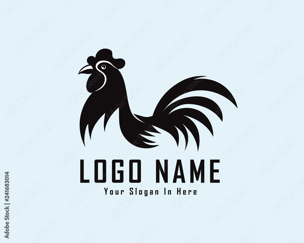 chicken, rooster drawing art logo design inspiration - obrazy, fototapety, plakaty 