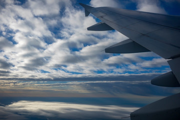 Airplane Wing in Flight, looking through window