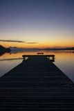 Fototapeta Pomosty - sunset at lake Wallersee, Salzburg, Austria