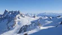 Beautiful Panoramic Scenery View Of Europe Alps Mont Blanc Landscape From The Aiguille Du Midi Chamonix France