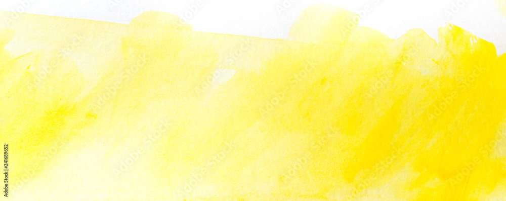 yellow watercolor stain drawn by hand. on paper with texture. - obrazy, fototapety, plakaty 