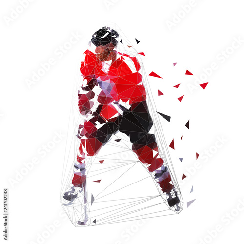 Dekoracja na wymiar  hokeista-niski-wielokatny-lyzwiarz-w-czerwonej-koszulce-z-krazkiem-na-bialym-tle-wektor-ilustr