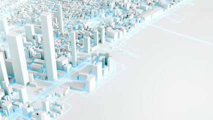 Leinwandbilder - Techno mega city; urban and futuristic technology concepts, original 3d rendering