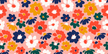 Floral Abstract Seamless Pattern. Vector Design For Different Surfases.