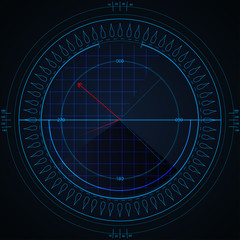 Wall Mural - digital blue vector radar with targets on monitor in searching. futuristic interface hud design. mil