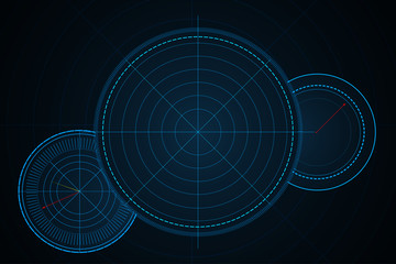 Wall Mural - digital blue vector radar with targets on monitor in searching. futuristic interface hud design. mil