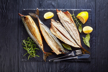 Canvas Print - close-up of smoked mackerel, top view