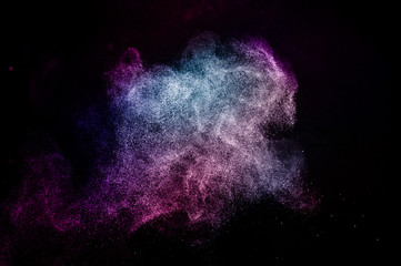 Wall Mural - powder of Galaxy and Nebula color spreading for makeup artist or graphic design in black background