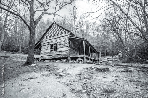 Abandoned Smoky Mountain Cabin Empty Pioneer Log Cabin Sits