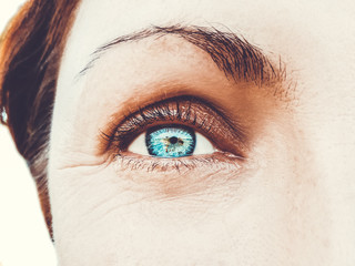 A beautiful insightful look woman's eye. Close up shot.