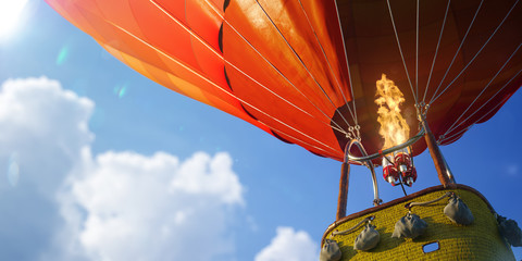 empty basket hot air balloon beautiful background
