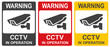 Set of Closed Circuit Television Signs. CCTV vector illustration.