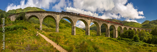 Steam train on the bridge
