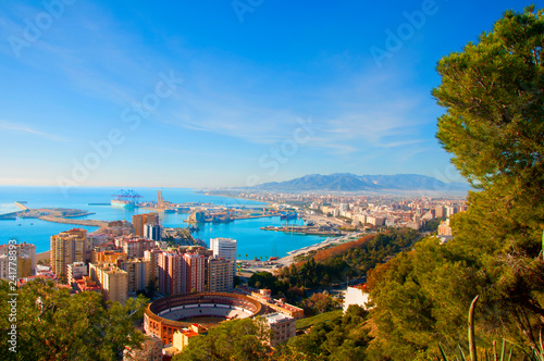 Fotografie, Obraz View on the mediterranean sea, buildings, pine trees and mountains