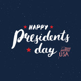 Fototapeta Młodzieżowe - Happy President's Day Vintage USA greeting card, United States of America celebration. Hand lettering, american holiday grunge textured retro design vector illustration.