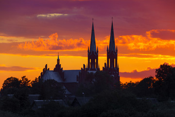 Old church at sunset