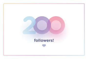 Wall Mural - 200, followers thank you colorful background number with soft shadow. Illustration for Social Network friends, followers, Web user Thank you celebrate of subscribers or followers and like
