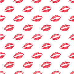 Wall Mural - Vector seamless pattern with woman scribble lips.