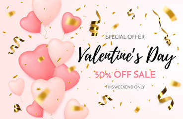 Sticker - Valentines day sale background. Discount offer.