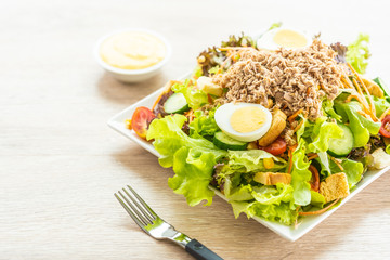 Sticker - Tuna meat and eggs with fresh vegetable salad