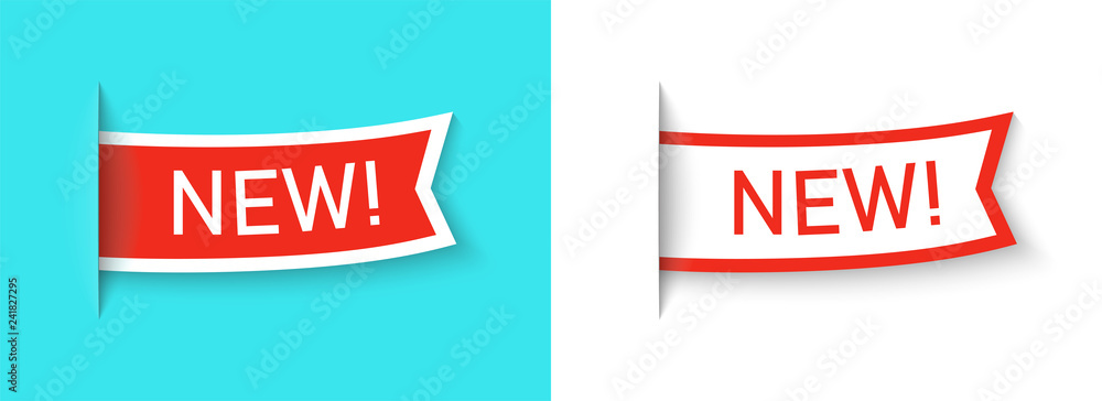 New label icon set isolated on a blue background. Side flag or bookmark ...