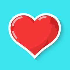 Wall Mural - heart isolated on a blue background. realistic sticker. simple cute design. icon or logo. flat style