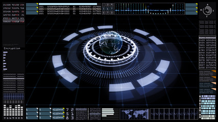 Technology communication and connection with Futuristic user interface head up display. Earth element furnished by Nasa