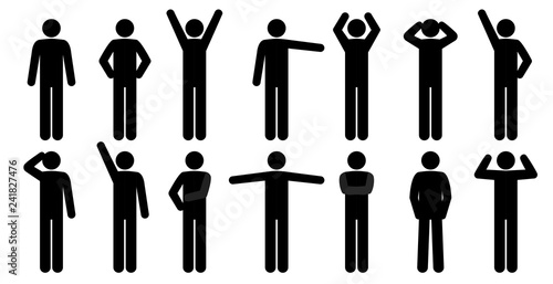 Fotografía Set of stick people in different poses isolated on white background