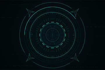 Wall Mural - digital blue radar with targets on monitor in searching. futuristic interface hud design. military s