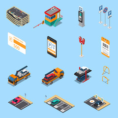 Poster - Parking Isometric Icons Set 