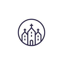 Wall Mural - church, catholic temple, vector line icon