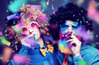 © karepa - Portrait of party Men and woman in wig and glasses Carneval