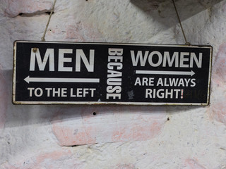 sign men to the left because woman are always right